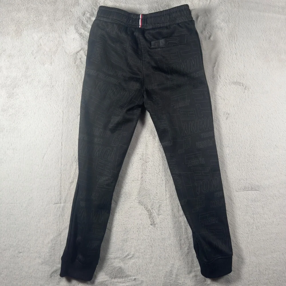 Tommy Hilfiger Boys Black All Over‎ Logo Jogger Sweatpants Size 7 Kids